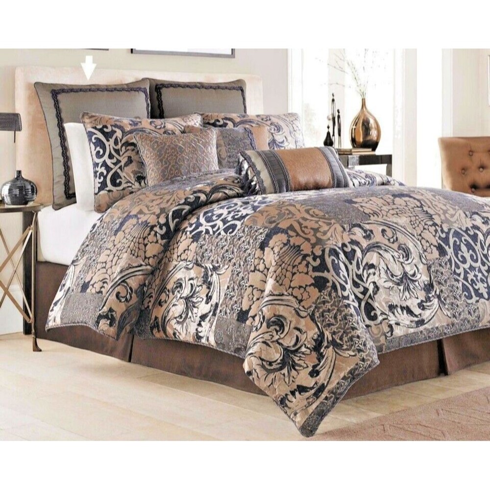 Croscill Ryland Blue Gold Euro Pillow Sham 26"x 26" Square European Dorm